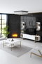 Hanah Home Gold Line Mueble de TV Blanco y Negro con Patas Metálicas